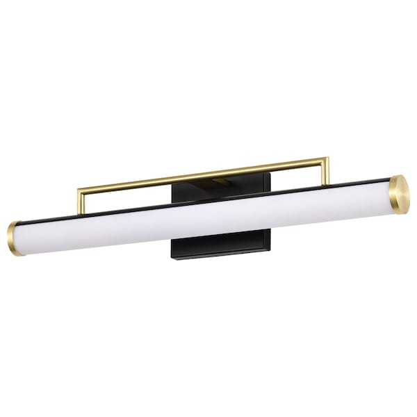 Nuvo Solano Medium Vanity LED Black and Brushed Brass White Acrylic Lens 62/1538 - main